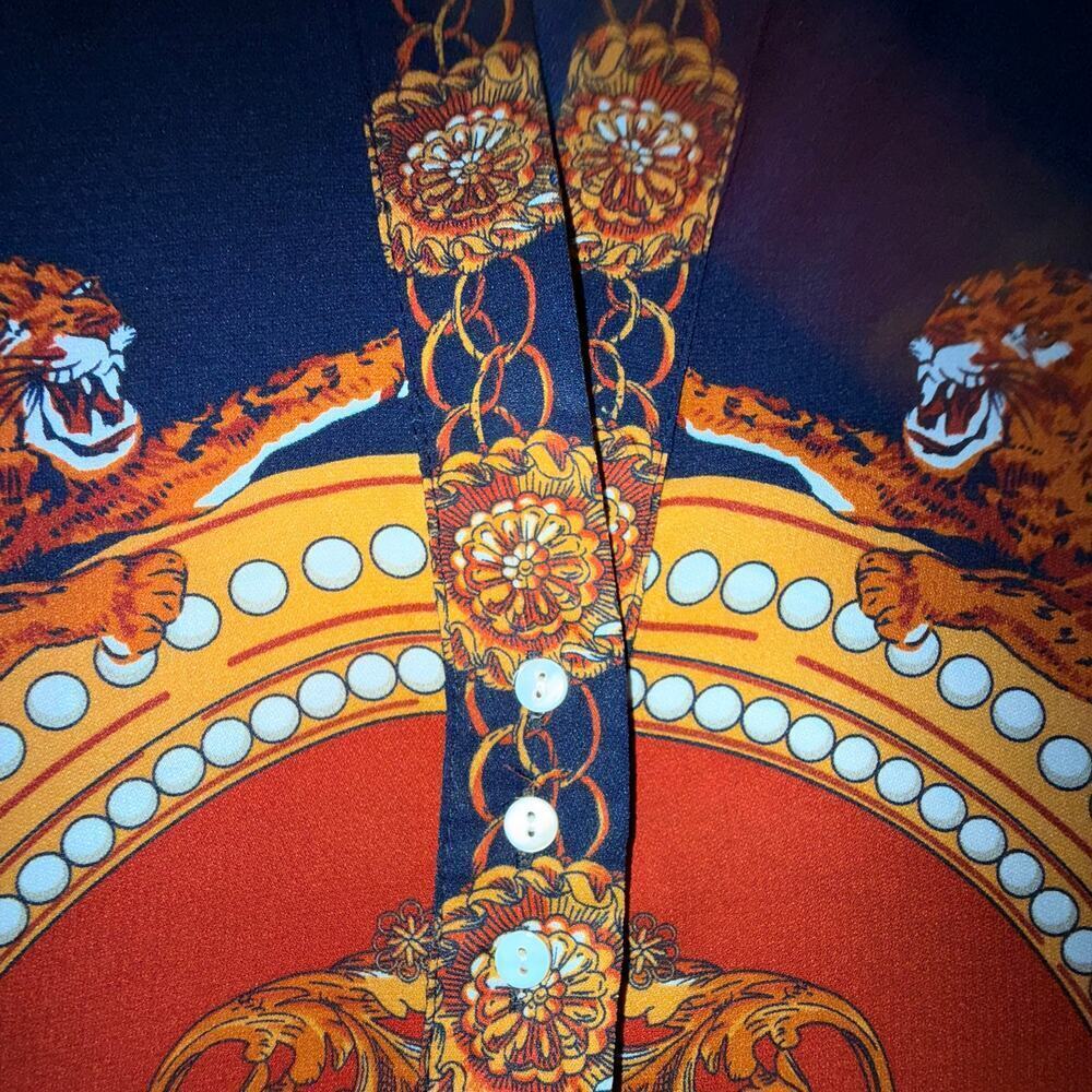 VINTAGE Beulah Style Leopard Shirt dress with pockets size L - Picture 7 of 13